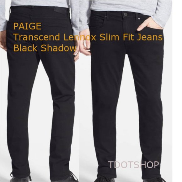 PAIGE Lennox Slim Straight Leg Jeans Black Shadow sz 33  Inseam 32 - Picture 1 of 11